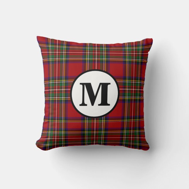 Coussin Tartan Royal Stewart Plaid Monogramme Clan Écossai (Recto)