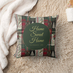 Coussin Tartan rustique de Noël moderne