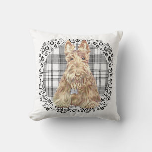 Coussin Tartan Scottie Noir & Blanc