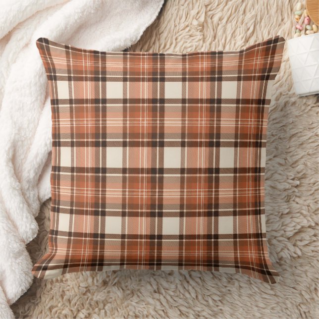 Coussin Tartan Terracotta & Crème Lodge Plaid (Couverture)