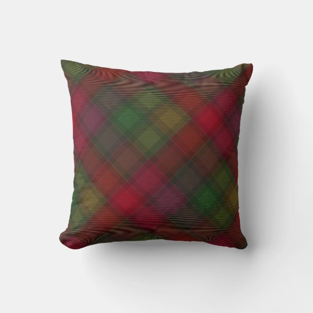 Coussin Tartan vert et rouge. lancer l'oreiller (Recto)