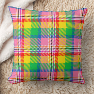 Coussin Tartan vert rose
