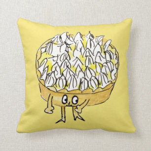 Coussin Tarte au citron meringué amusant et joli dessin an