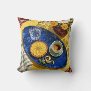 Coussin Tarte au citron plateau cobalt petit déjeuner enso