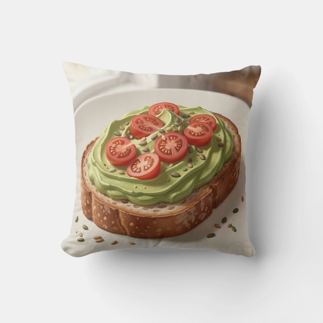 Coussin Tartine de tomate à l'avocat Art de petit-déjeuner (Recto)