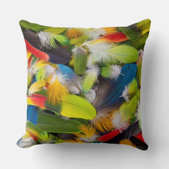 Coussin Tas de plumes colorées (Recto)