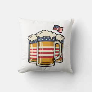 Coussin Tasse à bière patriotique design vectoriel vintage