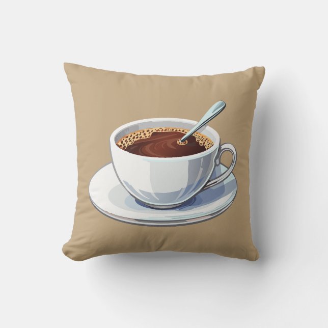 Coussin Tasse à café blanche sur une soucoupe remplie de c (Recto)