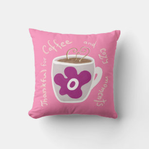 Coussin Tasse à café confortable avec grande fleur et cita