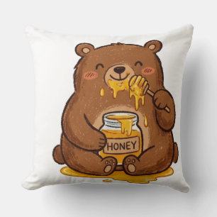 Coussin Tasse à café Ourson Mignon au Crayon Mangeant du M