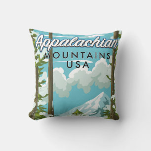 Coussin Tasse avec affiche de voyage des montagnes Appalac