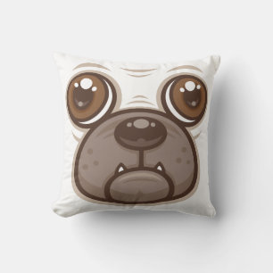 Coussin Tasse Chien de Dessin Animé Tête de Pug Chiot