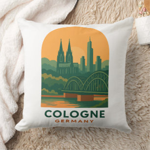 Coussin Tasse de café Art de voyage Cologne Allemagne Vint