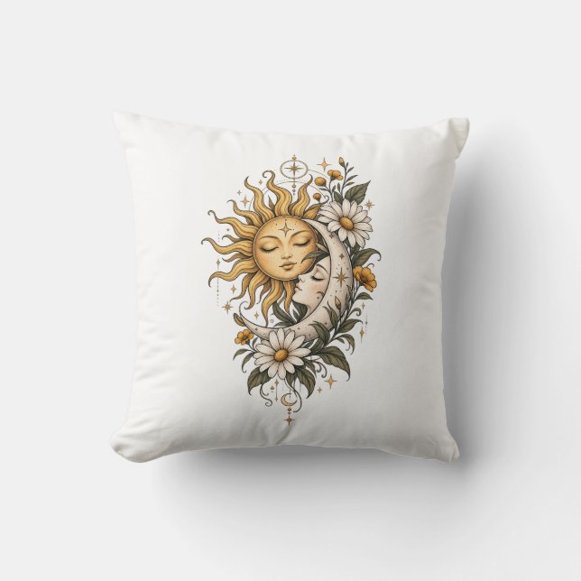 Coussin Tasse de café Soleil Lune Céleste Mystique et Flor (Recto)