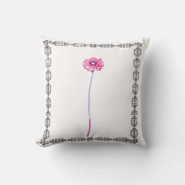 Coussin Tasse de fleur de Gerbera Gerberum de style cadre  (Recto)