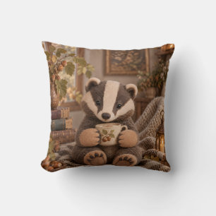 Coussin Tasse de thé Chauve-souris Noisette Cozy Bibliothè