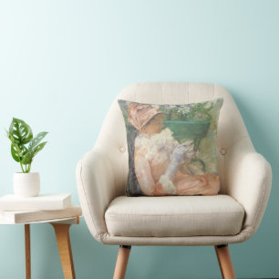 Coussin Tasse de thé par Mary Cassatt, Impressionnisme Vin