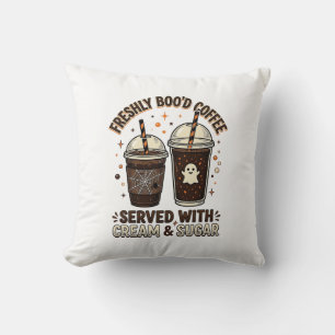 Coussin Tasse fantôme Halloween café fraîchement préparé