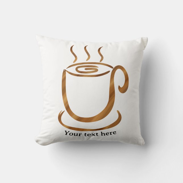 Coussin Tasse fumante Java | Café et thé en bois incurvé (Recto)