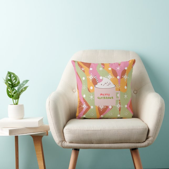Coussin Tasse Groovy Campfire Noël Marbrures   (Chaise)