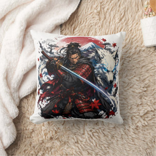 Coussin Tasse Samouraï et Loup Blanc Fant Fantastique Gu