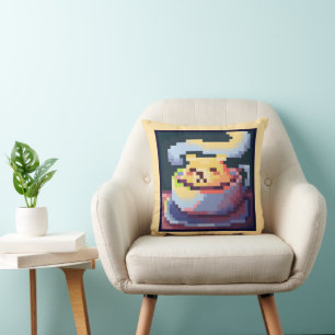 Coussin Tasse sucrée de thé, Pixel Art, pixelart