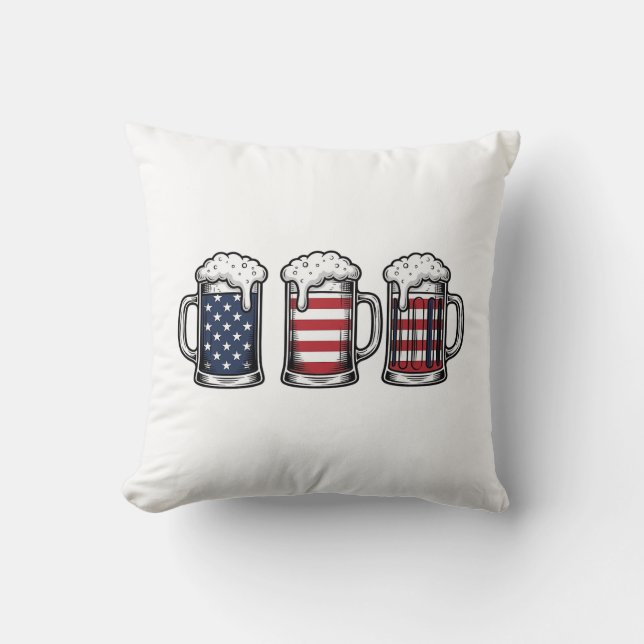 Coussin Tasses à bière patriotiques Conception de chemise  (Recto)