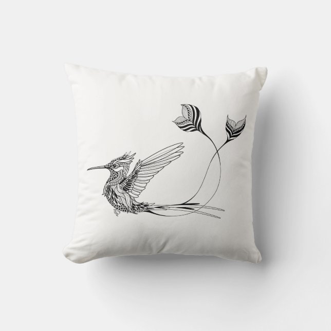 Coussin Tatouage d'oiseau de Psychedlic (Recto)