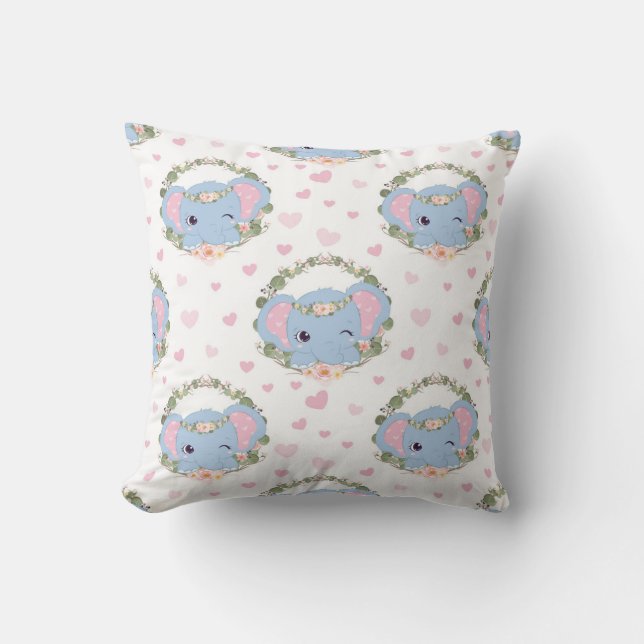 Coussin Tatouage Éléphant Et Fleur (Recto)