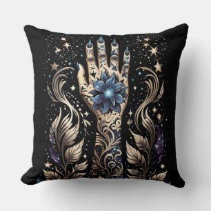 Coussin Tatouage Main Noir Et Or
