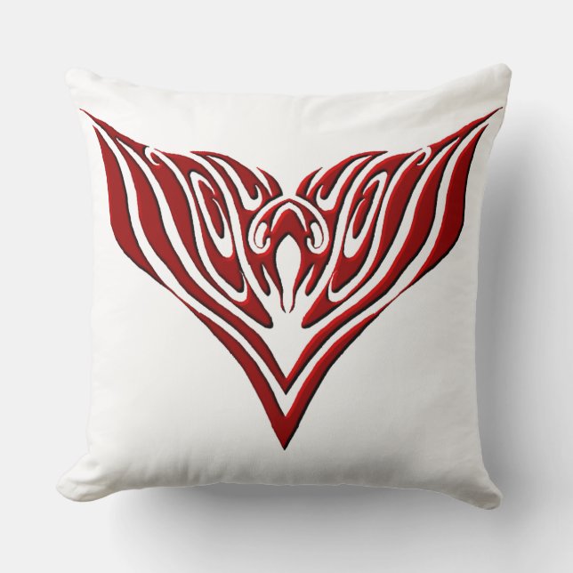 Coussin Tatouage néo-tribal d'oiseau à ailes rouges (Recto)