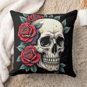 Coussin Tatouage Rose du crâne