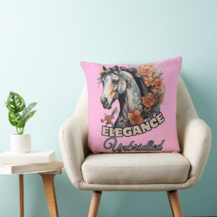 Coussin Tatouage Whimsical Horse avec Touche florale Vibra