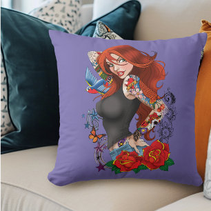 Coussin Tatouages de femme rousse