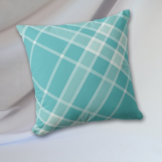 Coussin Tattersall bleu turquoise bleu gris (Créateur téléchargé)