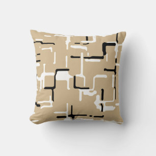 Coussin Taupe Beige Blanc Noir