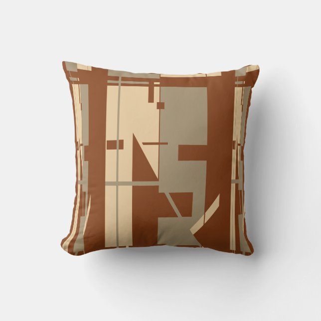 Coussin Taupe Beige sur rouille Sud-Ouest Look Motif (Recto)