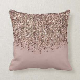 Coussin Taupe Blush Rose Rose Or Parties scintillant en br