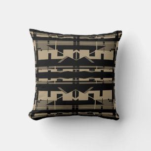 Coussin Taupe Brown Black Sud-Ouest look symétrique Motif