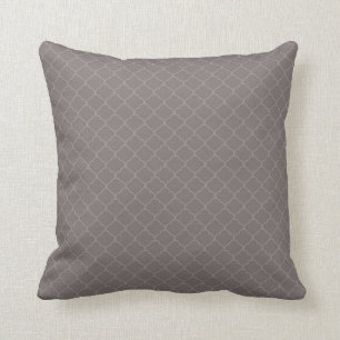 Coussin Taupe Brown Maroc Motif Quatrefoil