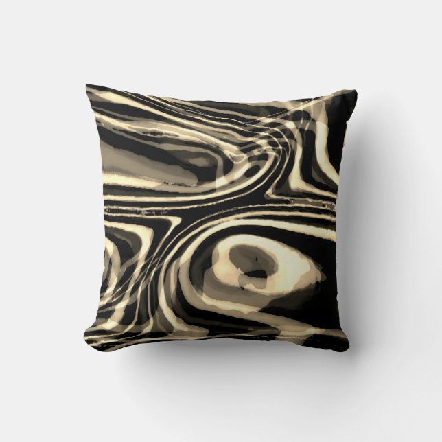Coussin Taupe Brown Tan Beige Swiling Lines Design (Recto)