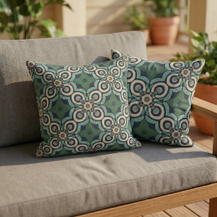 Coussin Taupe Brown Turquoise Vert Bleu Orient Bali Art Mo