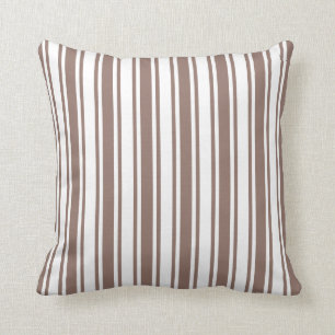 Coussin Taupe brun et blanc bonbons rayures