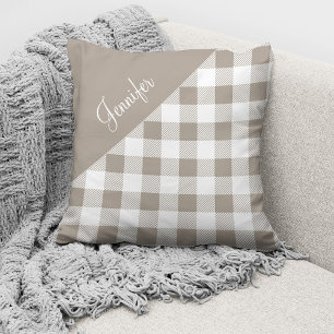 Coussin Taupe Buffalo beige Plaid Check Nom du Motif