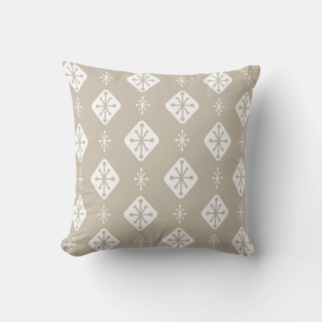 Coussin Taupe de diamants de Starbursts du milieu du siècl (Recto)