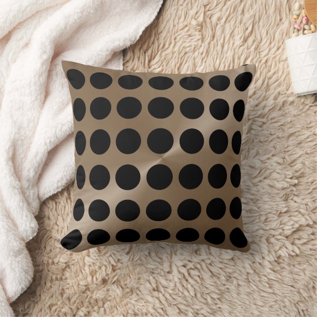 Coussin Taupe et Black Big Dots Motif moderne (Couverture)