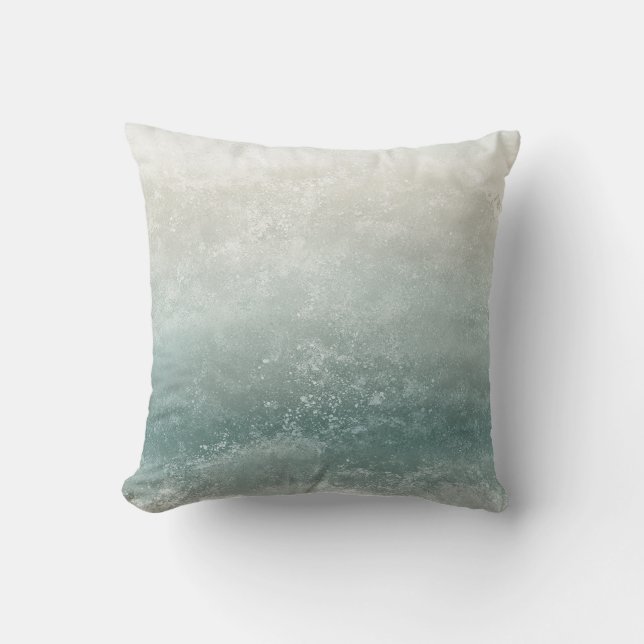 Coussin Taupe et éclaboussure de bleu mousse marine (Recto)