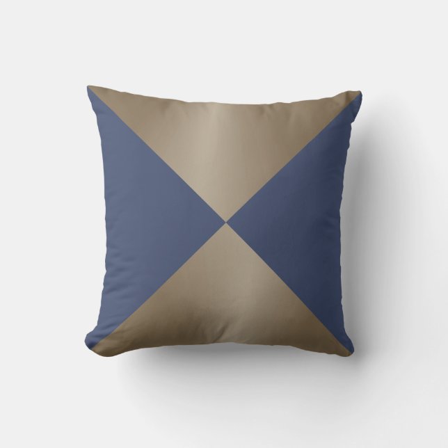 Coussin Taupe et Triangle bleu Impression moderne (Recto)