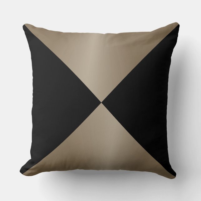Coussin Taupe et triangle noir Impression moderne (Recto)
