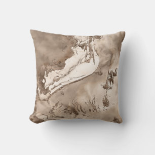 Coussin Taupe marble and gold abstract